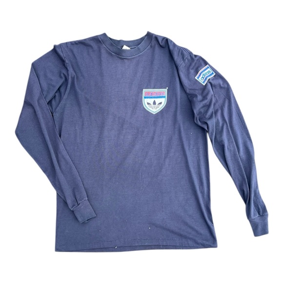 Vintage 80s Adidas Long Sleeve Logo Shirt - Picture 1 of 7